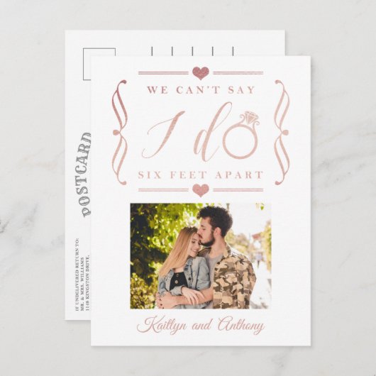 六足結婚別の期日の変更 案内ポストカード (正面/裏面)