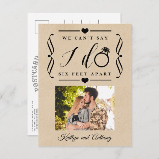 六足結婚別の期日の変更 案内ポストカード (正面/裏面)