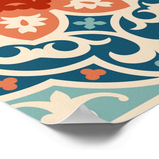 六飾パターン(の模様が)ある角セメント瓦 ポスター (角)