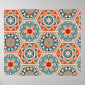 六飾パターン(の模様が)ある角セメント瓦 ポスター (正面)