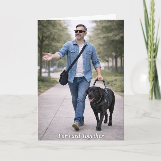 共に前進 - 黒ラブラドール・ガイド・ドッグ カード (正面)