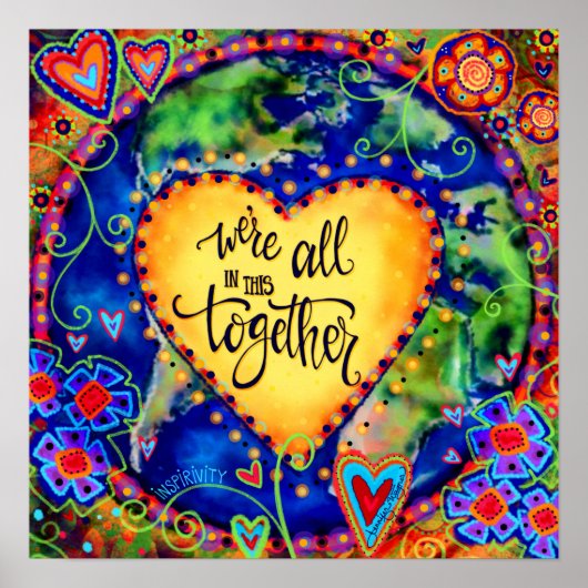 共に感動的励まされる引用文ハート ポスター (正面)