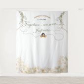 共に歩む限り無限 ウェディング セージグリーン ゴールド タペストリー (正面)