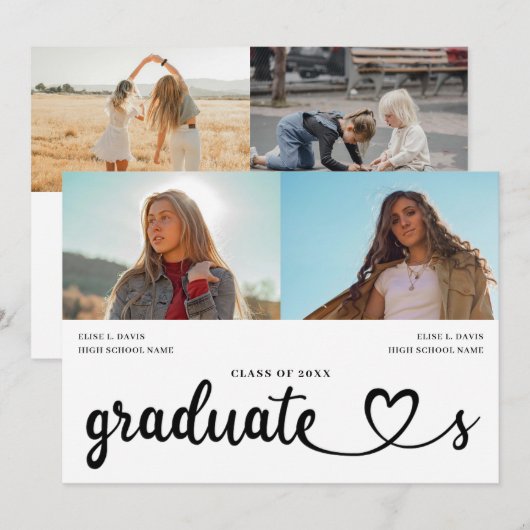 共モダン同卒業、時々二人 招待状 (正面/裏面)