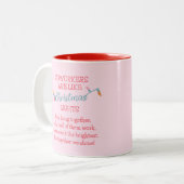 共働おもしろいきピンクのクリスマス ツートーンマグカップ (正面左)