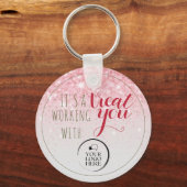 共働きクリスマスギフトピンクシンプルのビジネスロゴ キーホルダー (正面)