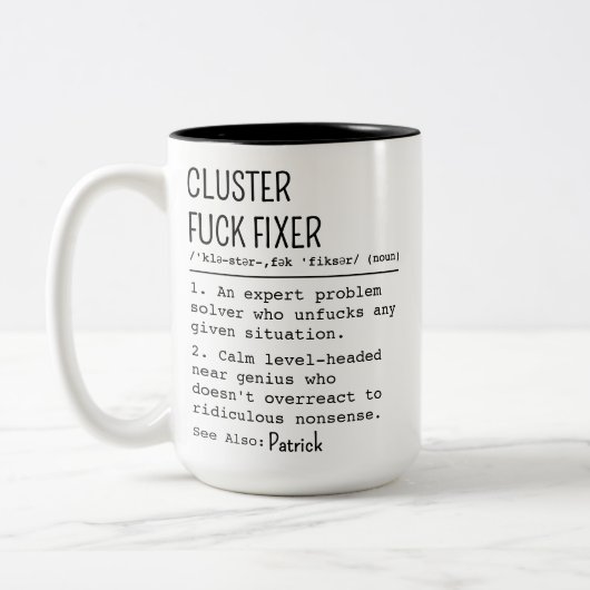 共働パーソナライズされたきギフトCluster F*ck Fixer ツートーンマグカップ (左)