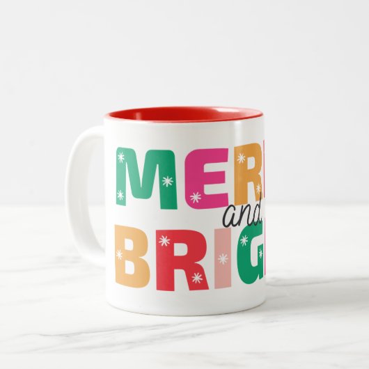 共働メリーきマグのための明るい休日の贈り物 ツートーンマグカップ (正面左)