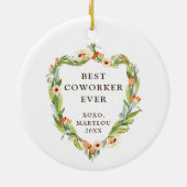 共働最高のきの常にフローラのパーソナライズされた緑 セラミックオーナメント (裏面)