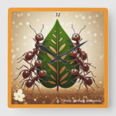 「共同での成功」 スクエア壁時計 (正面)