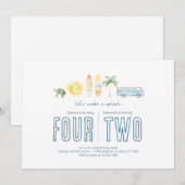 共同の誕生日パーティー - ビーチをテーマにした招待状 招待状 (正面/裏面)