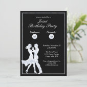 共同の誕生日パーティー 大人のダイヤモンドダンス カップル 招待状 (スタンド正面)