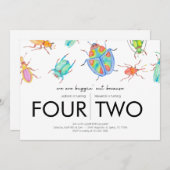 共同の誕生日パーティー - 虫のテーマ 招待状 (正面/裏面)