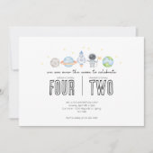 共同の誕生日招待状 - スペースをテーマにした - 現代風 招待状 (正面)