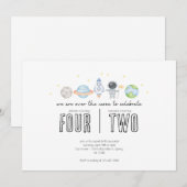 共同の誕生日招待状 - スペース テーマ - モダン 招待状 (正面/裏面)