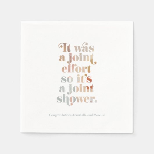 共同エフォートカップルの赤ちゃんシャワーナプキン スタンダードカクテルナプキン (正面)