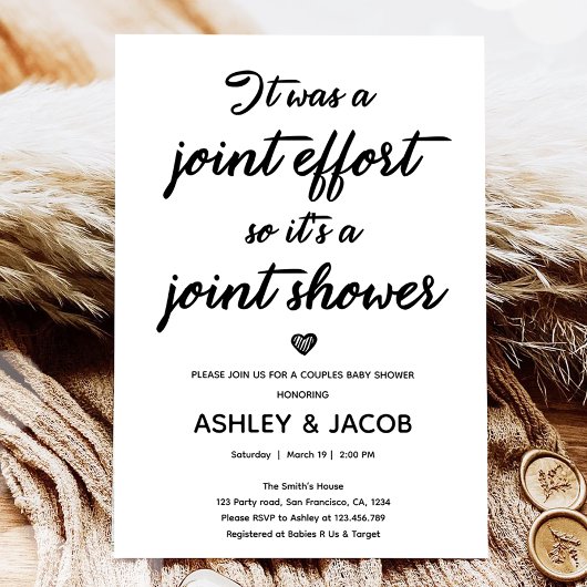 共同エフォート共同シャワーコードカップル赤ちゃんシャワー 招待状