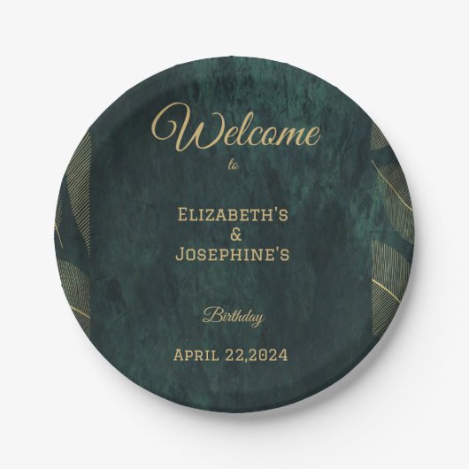 共同エレガント二重誕生日ツインポスター ペーパープレート (正面)