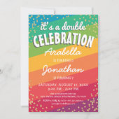 共同カラフルツインバースデーパーティー 招待状 (正面)