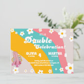 共同カラフルデイジー誕生日パーティーGroovy 招待状 (スタンド正面)