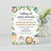 共同サファリ動物パーティー動物誕生日 招待状 (スタンド正面)
