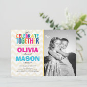 共同ツインバースデーパーティーの招待 招待状 (スタンド正面)