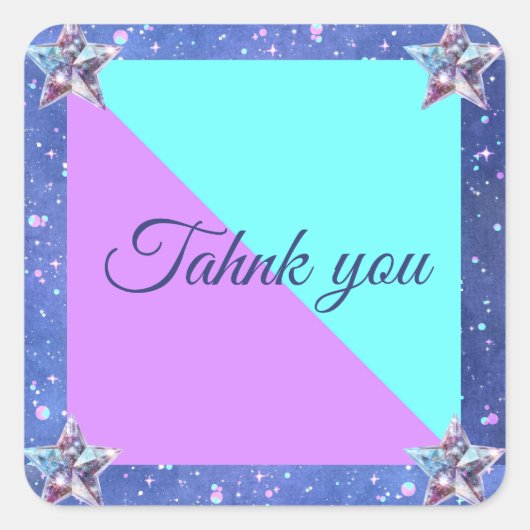 共同ツイン宇宙誕生日パーティーボーイガール スクエアシール (正面)