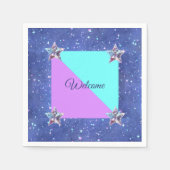 共同ツイン宇宙誕生日パーティーボーイガール スタンダードカクテルナプキン (正面)