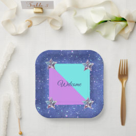 共同ツイン宇宙誕生日パーティーボーイガール ペーパープレート