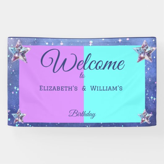 共同ツイン宇宙誕生日パーティーボーイガール 横断幕 (横)