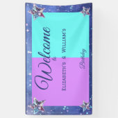 共同ツイン宇宙誕生日パーティーボーイガール 横断幕 (縦)