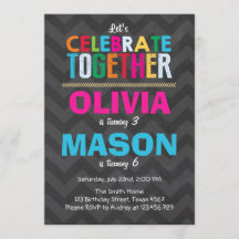 共同ツイン誕生日パーティーの招待ボーイ·ガール