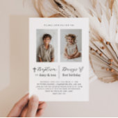 共同バプテスマと一歳の誕生日2写真招待状 招待状