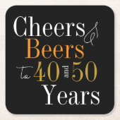 共同バースデーパーティー応援とビアーズブラック金ゴールド スクエアペーパーコースター (正面)