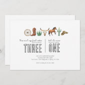 共同バースデーパーティー – ウェスタンロデオテーマ 招待状 (正面/裏面)