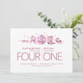 共同バースデーパーティー – ディスコ女性のカーボーイテーマ 招待状 (スタンド正面)