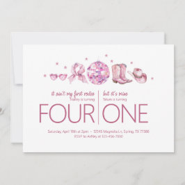 共同バースデーパーティー – ディスコ女性のカーボーイテーマ 招待状