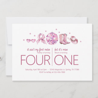 共同バースデーパーティー – ディスコ女性のカーボーイテーマ 招待状