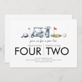 共同バースデーパーティー – レッツパーティー – ゴルフテーマ 招待状 (正面/裏面)