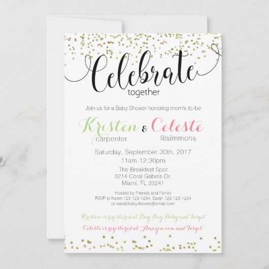 共同フレンズ組み合わせベビーシャワー招待状 招待状 (正面)