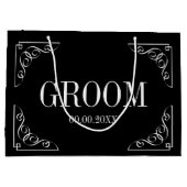 共同ブライダルパーティ結婚の新郎抱き枕 ラージペーパーバッグ (裏面)