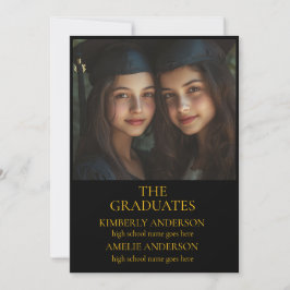 共同モダン黒卒業パーティー招待状 招待状