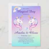 共同ユニコーンシスタースイン兄弟姉妹誕生日パーティー 招待状 (正面)