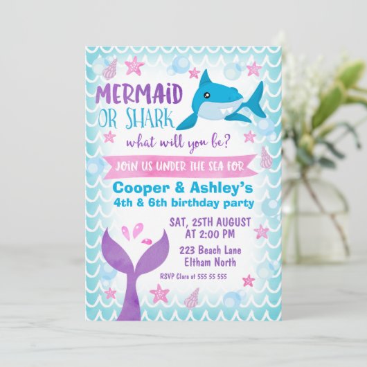 共同人魚および鮫の誕生日の招待状 招待状 (スタンド正面)
