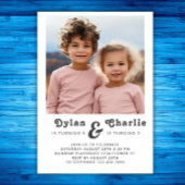 共同兄弟ポートレート写真 ミニマル ボーホー 誕生日 招待状