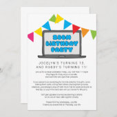 共同兄弟姉妹ズーム誕生日パーティー招待状 招待状 (正面/裏面)