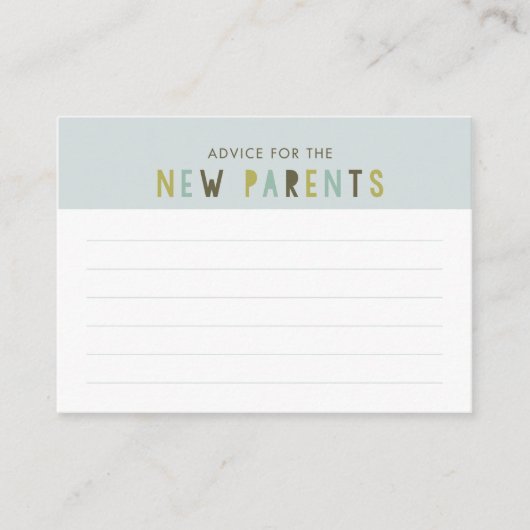 共同努力カップル赤ちゃんシャワーアドバイスカード アドバイスカード (正面)