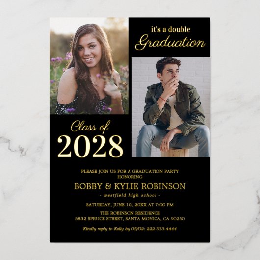 共同卒業実在金箔招待状 箔招待状 (正面)