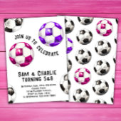 共同姉妹 デュアル シスターズ ツイン サッカー 誕生日 招待状