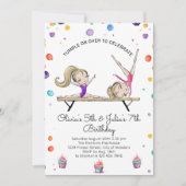 共同姉妹 ブロンド 双子 体操 誕生日 招待状 (正面)